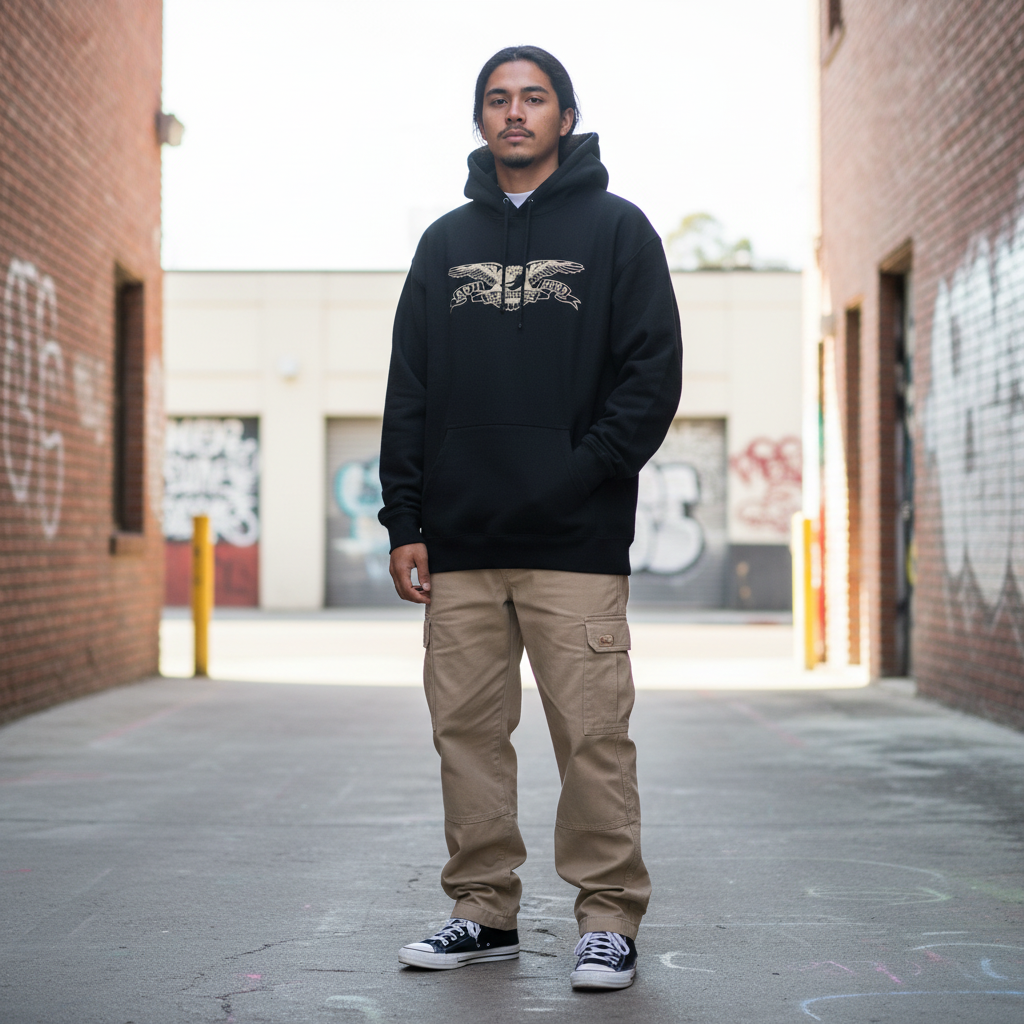 ★30%OFF★ ANTI HERO パーカ "BASIC EAGLE HOODIE" (Black / Off White)