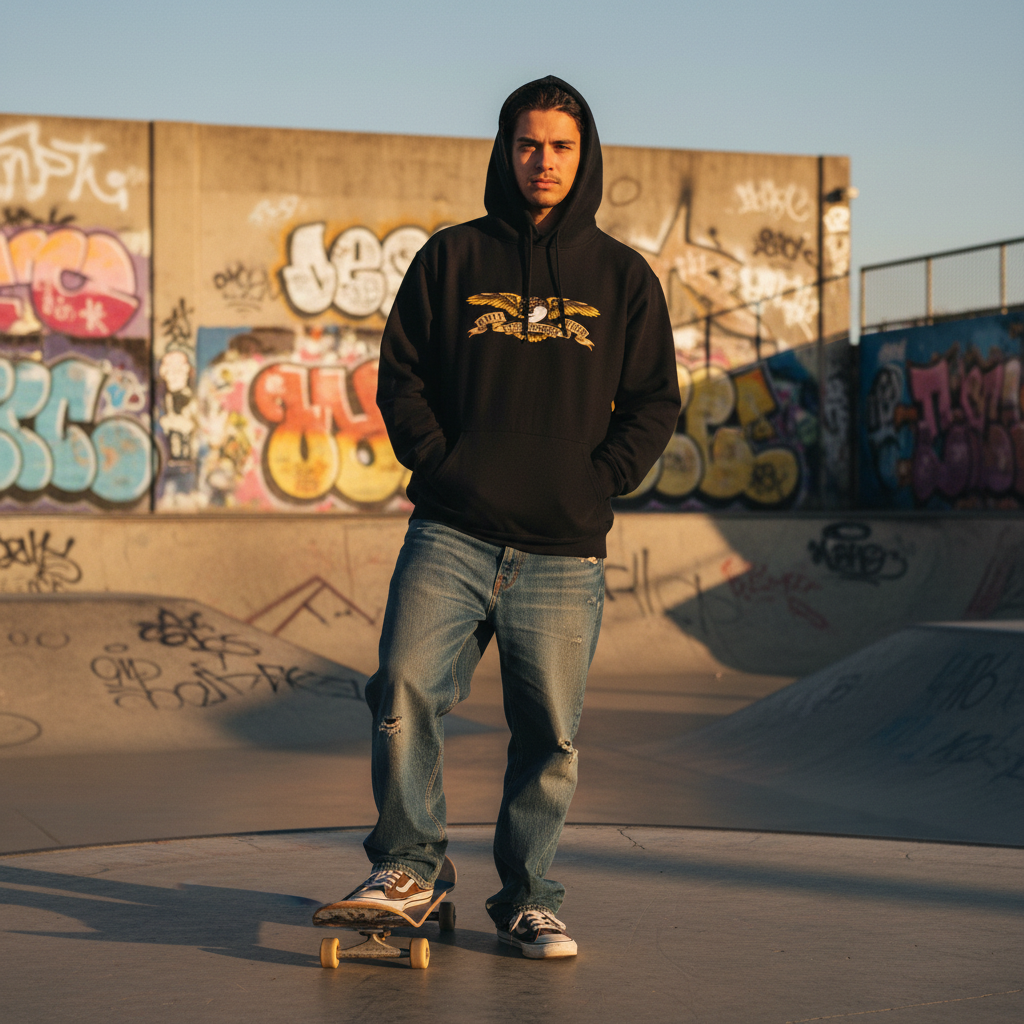 ★30%OFF★ ANTI HERO パーカー "EAGLE HOODIE" (Black / Multi)