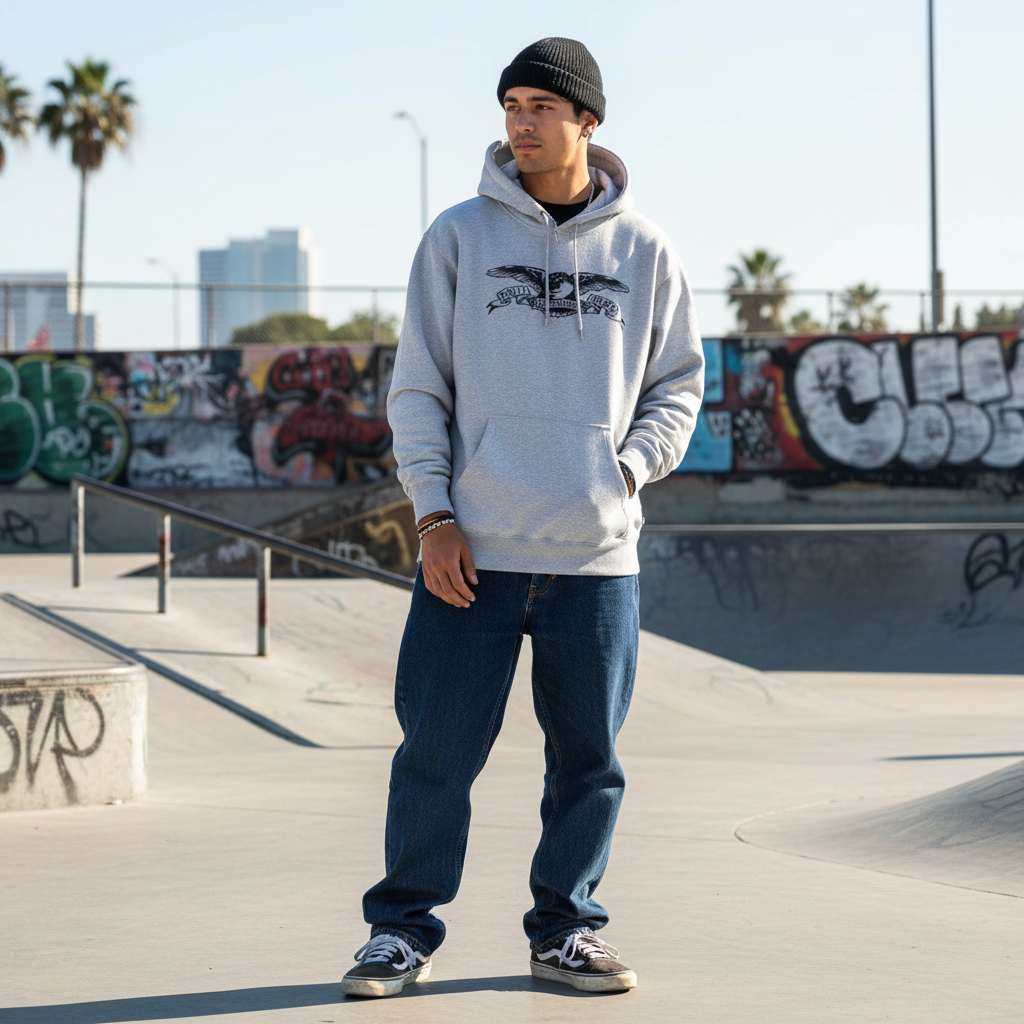 ★30%OFF★ ANTI HERO パーカ "BASIC EAGLE HOODIE" (Gray Heather / Cool Gray)