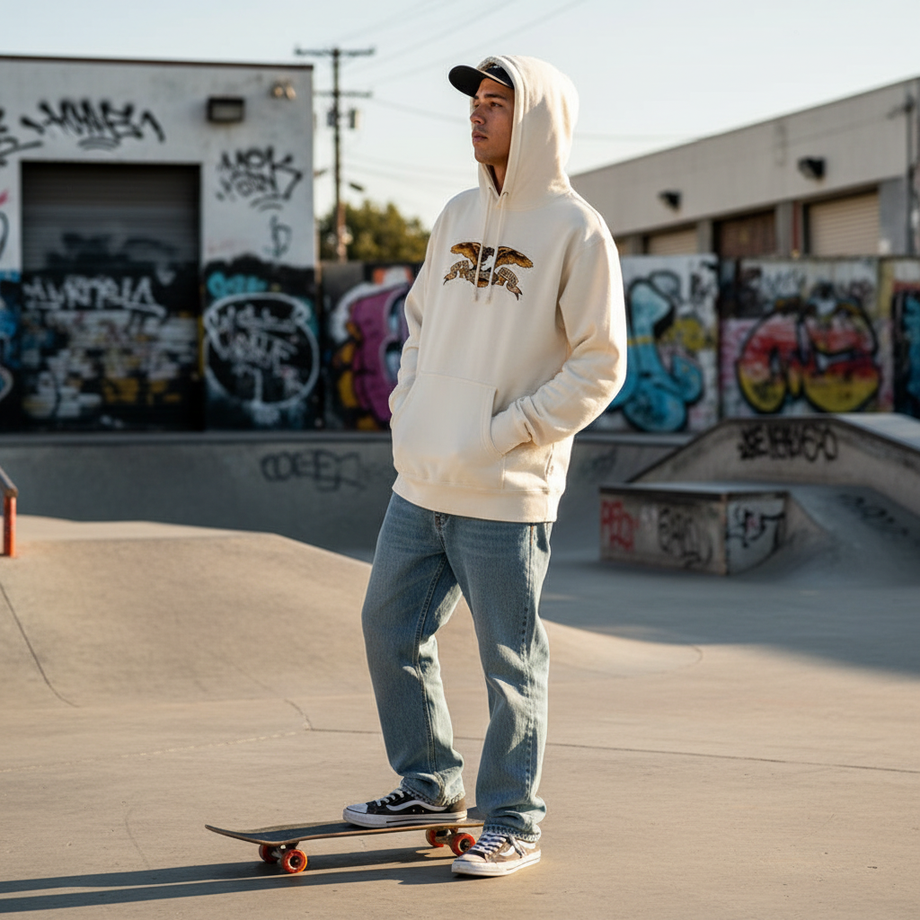 ANTI HERO パーカー "EAGLE HOODIE" (Bone / Black Multi)