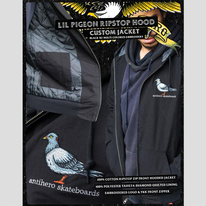 ANTI HERO ジャケット "LIL PIGEON RIPSTOP HOOD CUSTOM JACKET" (Black / Multi)