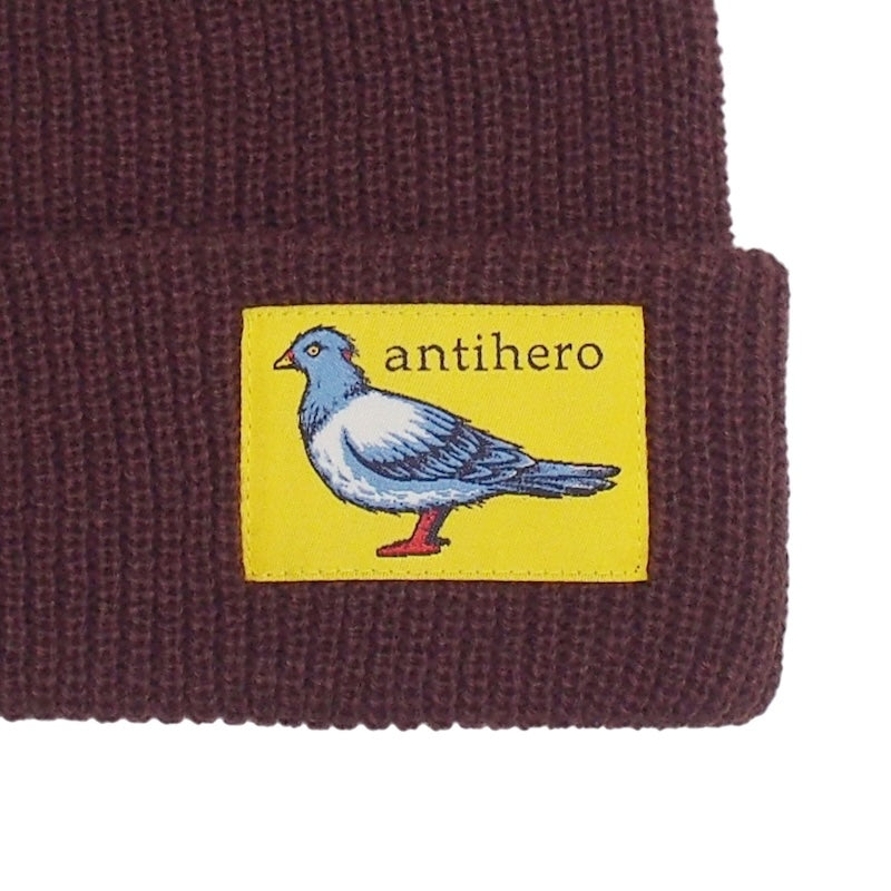 ANTI HERO ビーニー "LIL PIGEON LABEL CUFF BEANIE" (Brown / Yellow)
