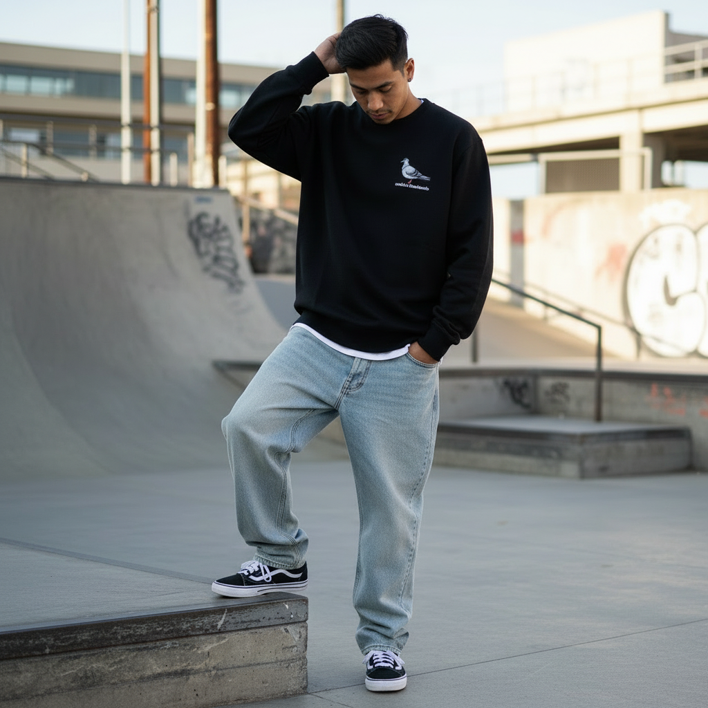 ANTI HERO クルースウェット “LIL PIGEON EMB CREWNECK SWEAT" (Black)