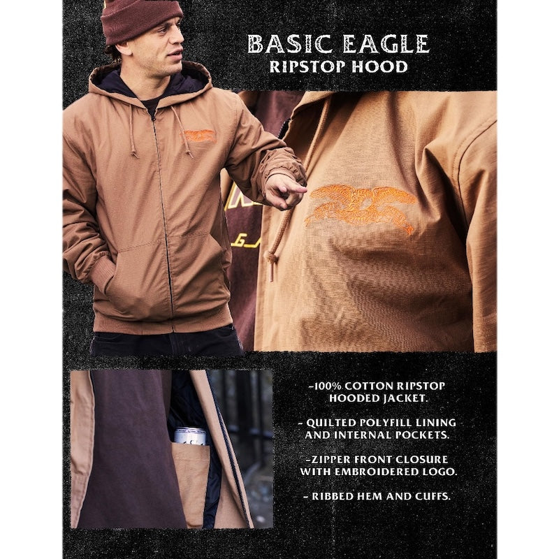 ANTI HERO ジャケット “BASIC EAGLE RIPSTOP HOOD CUSTOM JACKET" (Brown)