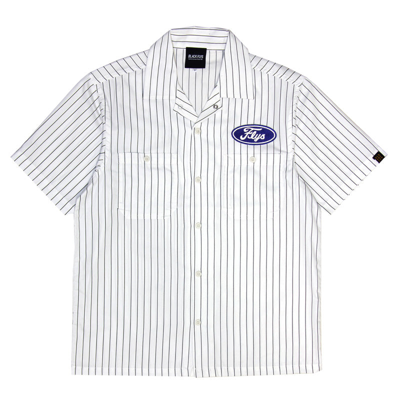 BLACK FLYS　S/Sシャツ　"FURY OVAL WORK SHIRT"　(White / Black)