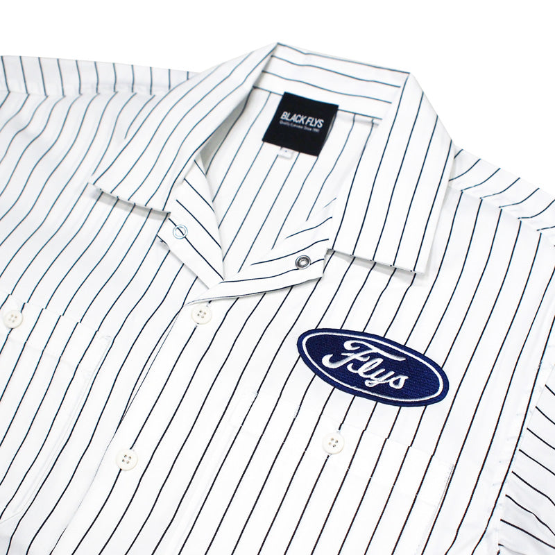 BLACK FLYS　S/Sシャツ　"FURY OVAL WORK SHIRT"　(White / Black)