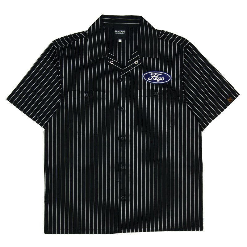 BLACK FLYS　S/Sシャツ　"FURY OVAL WORK SHIRT"　(Black / White)