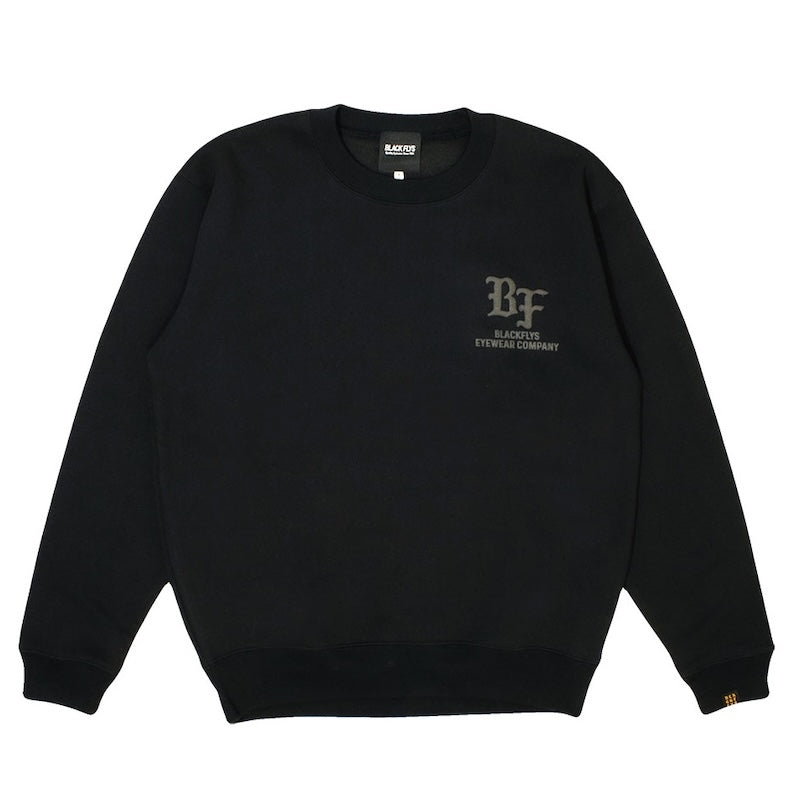 BLACK FLYS クルースウェット "SOLID BF CREW SWEAT" (Black)