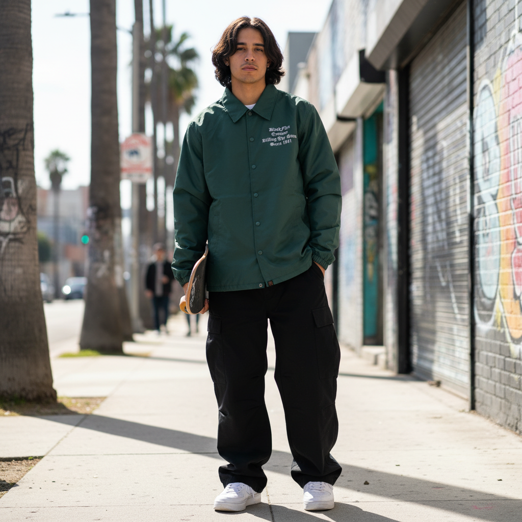 BLACK FLYS コーチジャケット "KILLING THE GAME OE COACH JACKET" (Forest Green)