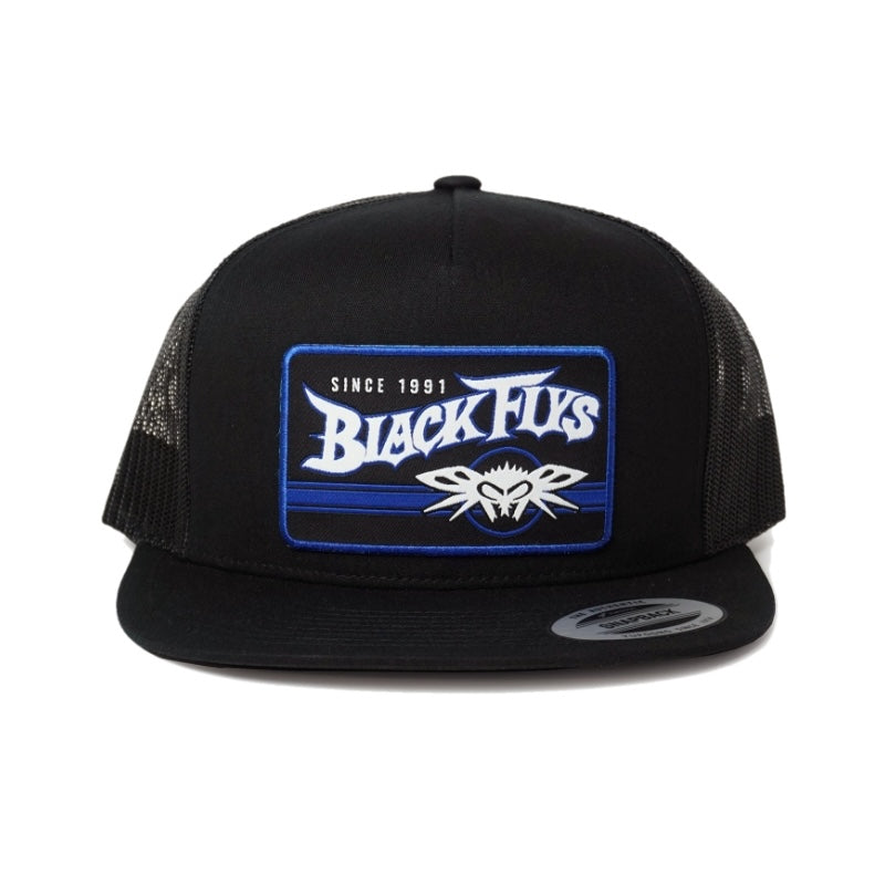 BLACK FLYS キャップ FLY GTO PATCH TRUCKER CAP ブラック/ブルー 商品画像 正面