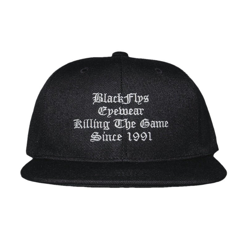 BLACK FLYS キャップ KILLING THE GAME EMBROIDERED SNAPBACK CAP ブラック 商品画像 正面