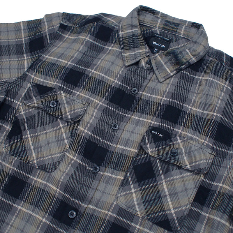 BRIXTON L/Sシャツ "BOWERY L/S FLANNEL" (Black / Charcoal / Oatmeal)