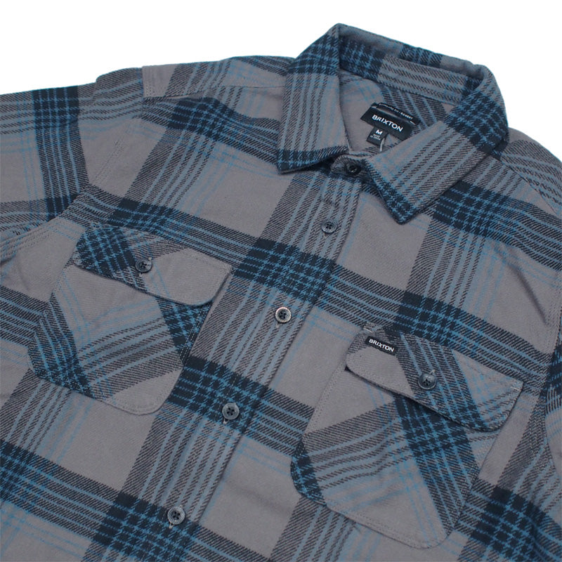 BRIXTON L/Sシャツ "BOWERY L/S FLANNEL" (Black / Ocean Blue)