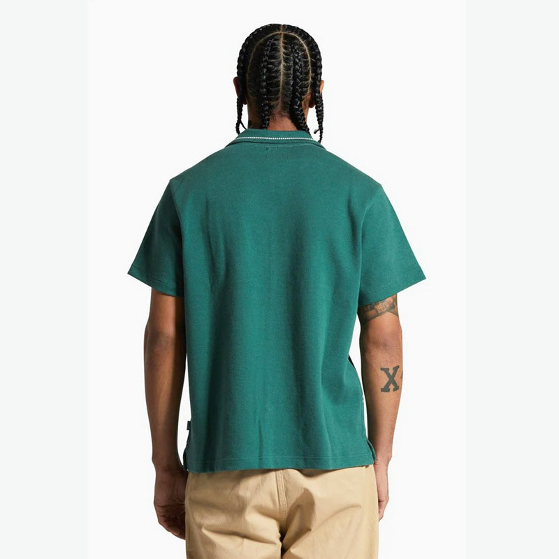 BRIXTON　S/Sシャツ　"BUNKER JACQUARD S/S CAMP COLLAR KNIT SHIRT"　(Trekking Green)