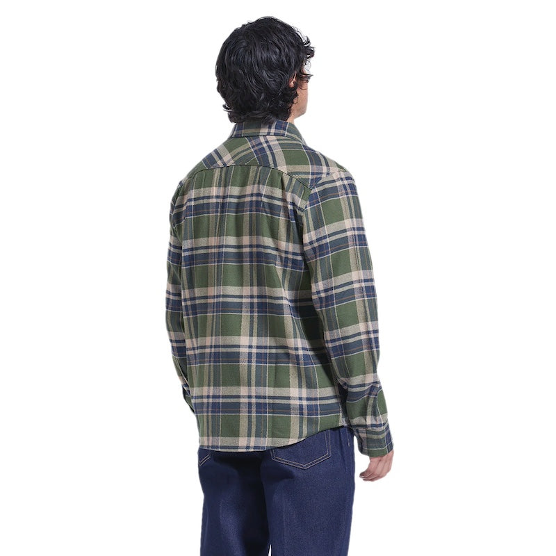 BRIXTON L/Sシャツ "BOWERY L/S FLANNEL" (Cypress Green / Washed Navy / White)