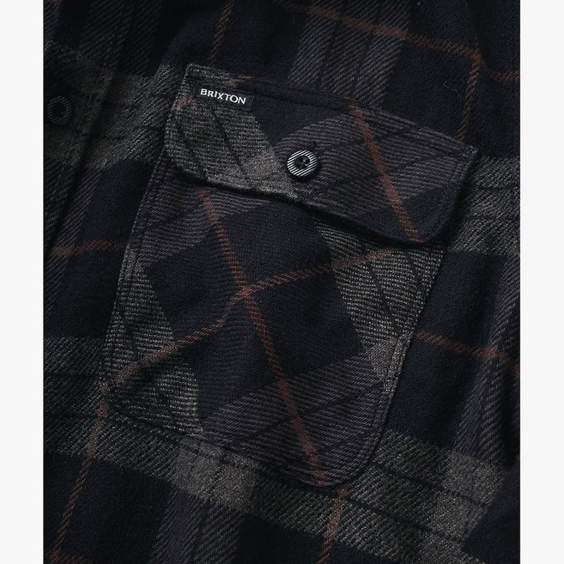 BRIXTON L/Sシャツ "BOWERY L/S FLANNEL" (Black / Charcoal)
