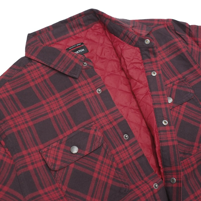 BRIXTON L/Sシャツ "BOWERY QUILTED FLANNEL" (Bright Red/Mahogany )