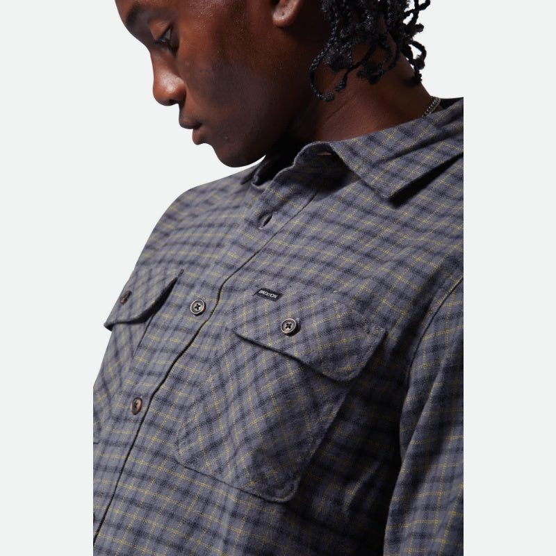 BRIXTON L/Sシャツ "BOWERY LW ULTRA FLANNEL" (Charcoal / Ray Flower / Black)
