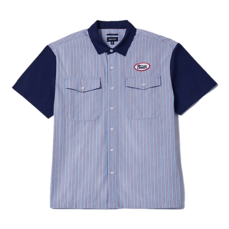 る*様 stone  Sサイズ BRIXTON S/Sシャツ BUILDERS OLSON S/S SHIRT ブルー | ストリート