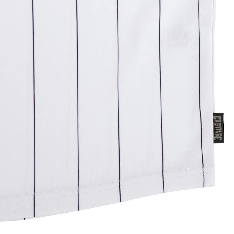 CREATURE ベースボールシャツ "FIEND WORK S/S BASEBALL JERSEY" (White / Black Stripe)
