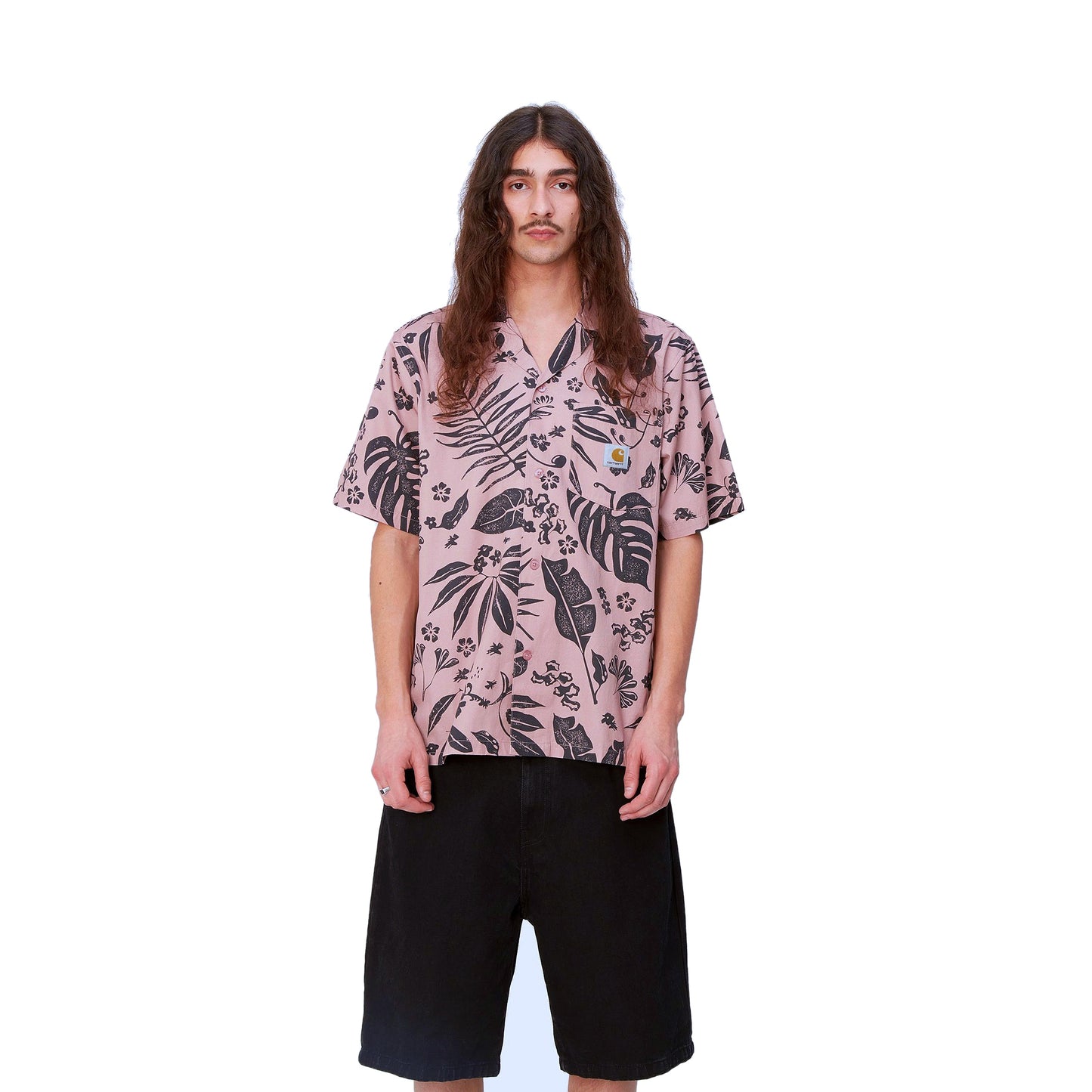 Carhartt WIP　S/Sシャツ　"S/S WOODBLOCK SHIRT"　(Woodblock Print / Glassy Pink)