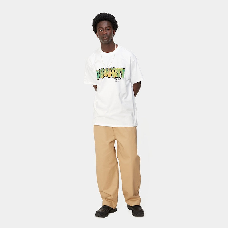 Carhartt WIP Tシャツ S/S DRIP T-SHIRT ホワイト 着用画像 正面 全身