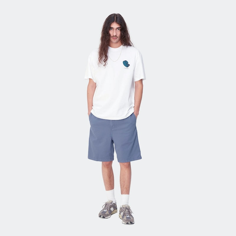 Carhartt WIP ショーツ FLINT SHORT ブルー 着用画像 正面 全身