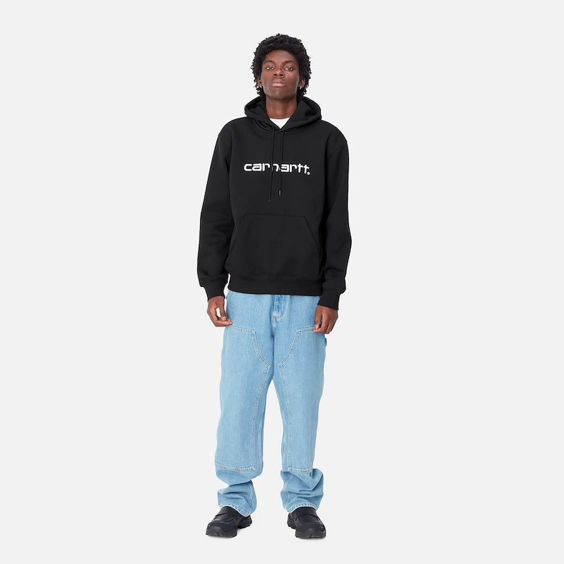Carhartt WIP パーカー HOODED CARHARTT SWEATSHIRT ブラック 着用画像 正面 全身