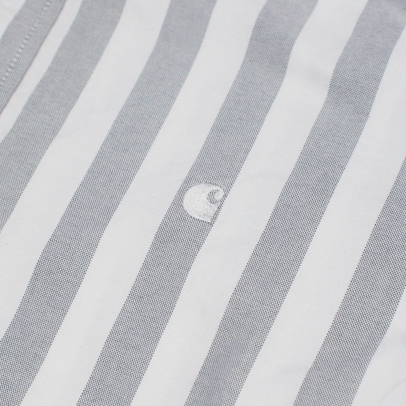Carhartt WIP L/Sシャツ L/S DILLION SHIRT ストライプ パーク 商品画像 クローズアップ 刺繍