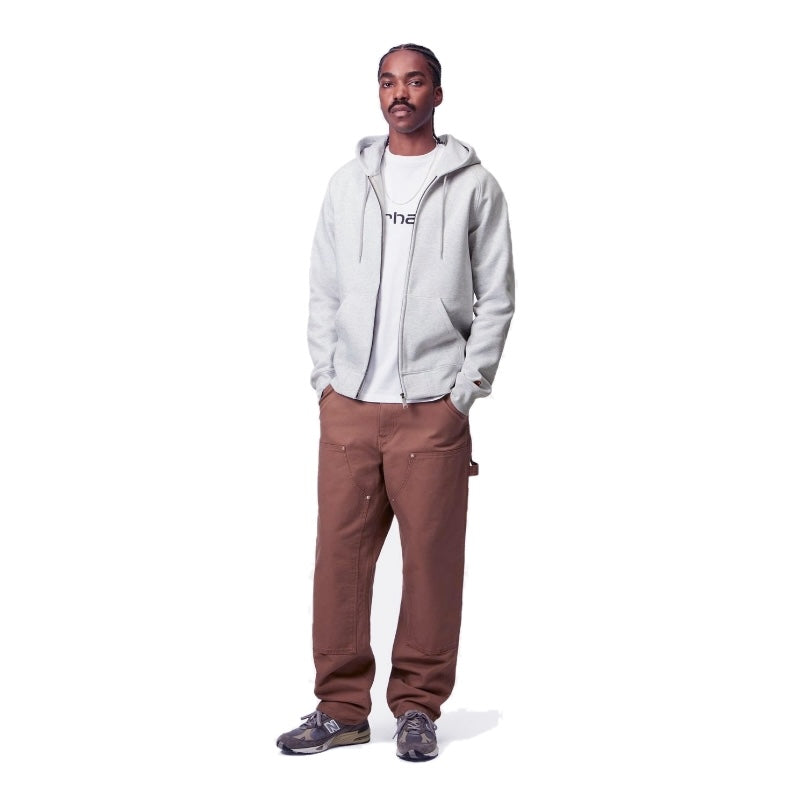 Carhartt WIP ジップアップパーカー HOODED CHASE JACKET アッシュ 着用画像 正面 全身