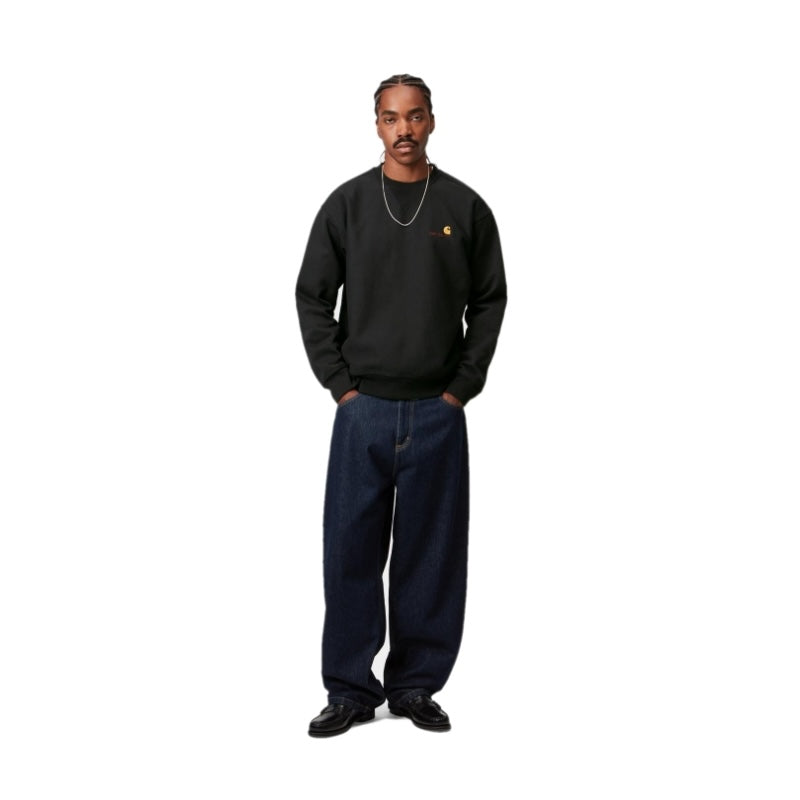 Carhartt WIP クルースウェット AMERICAN SCRIPT SWEAT ブラック 着用画像 正面 全身