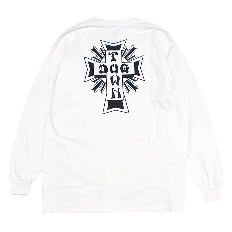 DOGTOWN　L/STシャツ　"CROSS LOGO L/S TEE"　(White / Black)