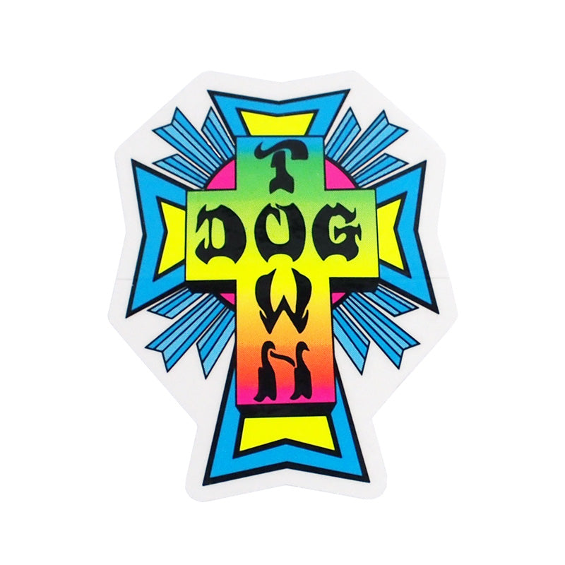 DOGTOWN ステッカー "80s CROSS LOGO STICKER - 4"" (Neon)