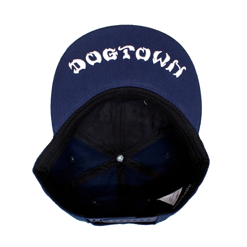 DOGTOWN キャップ "CROSS LOGO FLAT SNAPBACK CAP" (Navy / White)