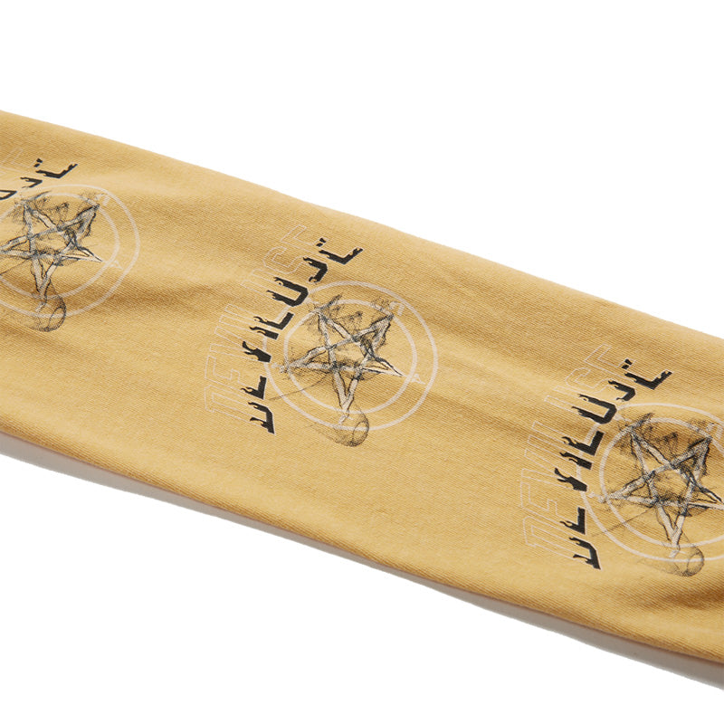 Deviluse L/STシャツ "PENTAGRAM L/S TEE" (Washed Mastard)