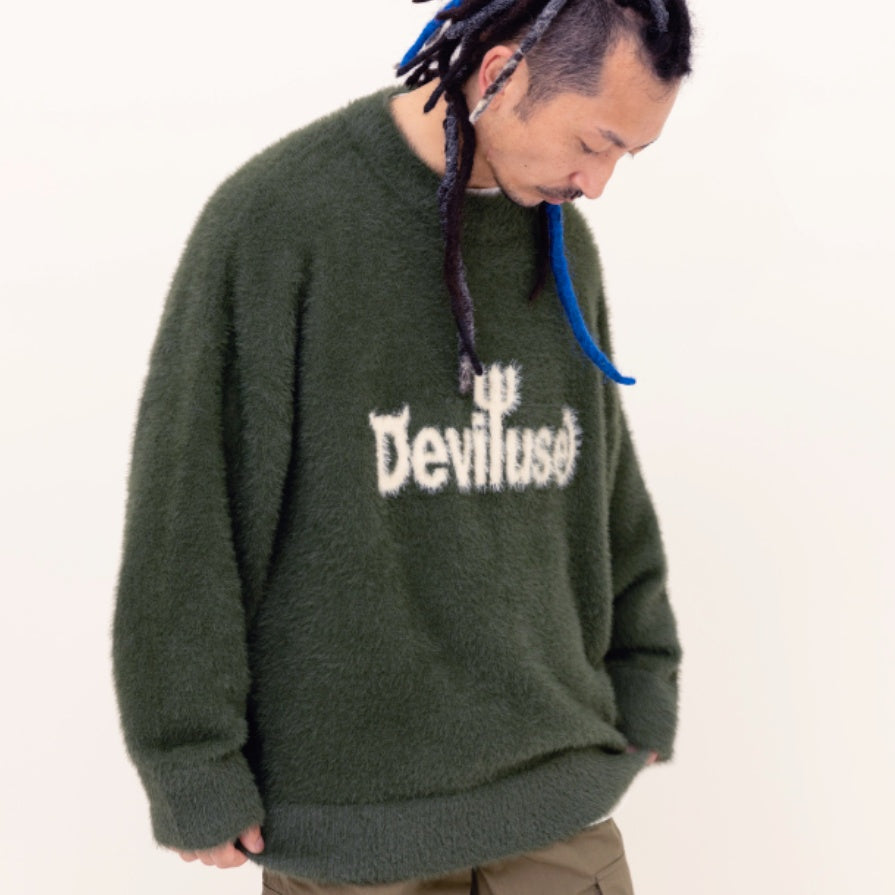 Deviluse セーター "MOHAIR LOGO KNIT" (Olive)