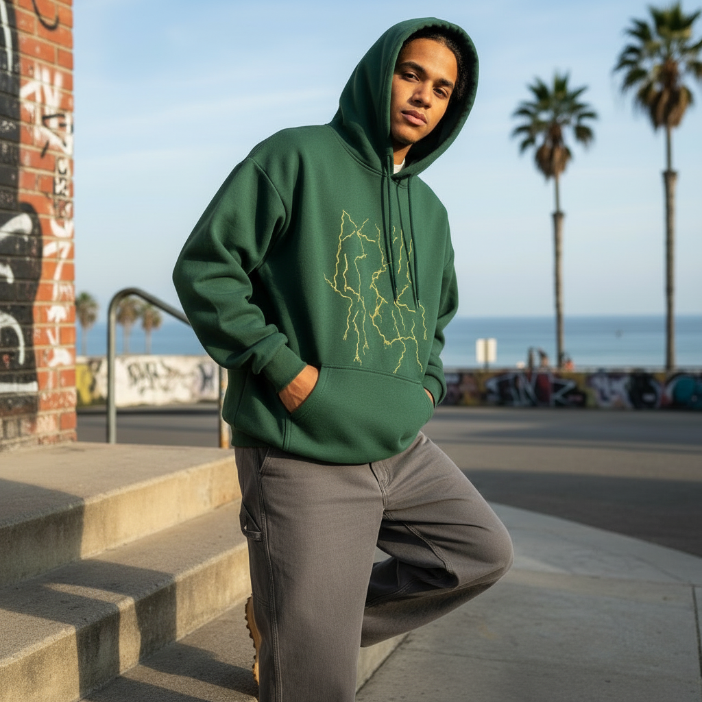 Deviluse パーカー "LIGHTNING PULLOVER HOODED" (Green)