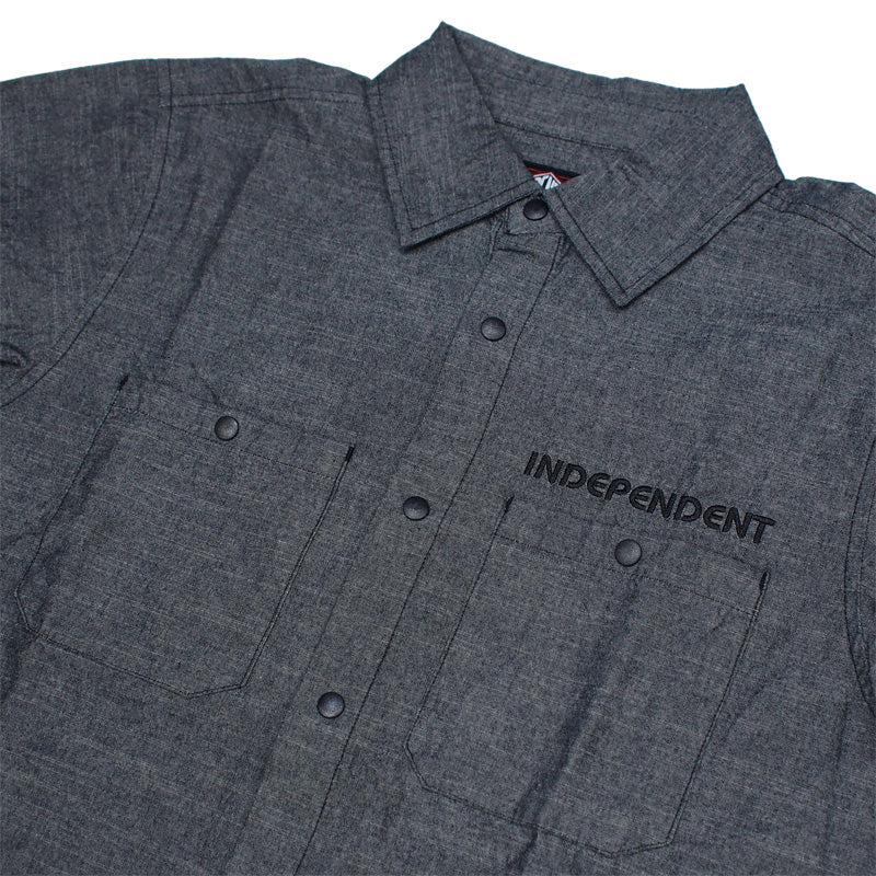 INDEPENDENT S/Sシャツ "GROUNDWORK WORK SHIRT" (Black Chambray)