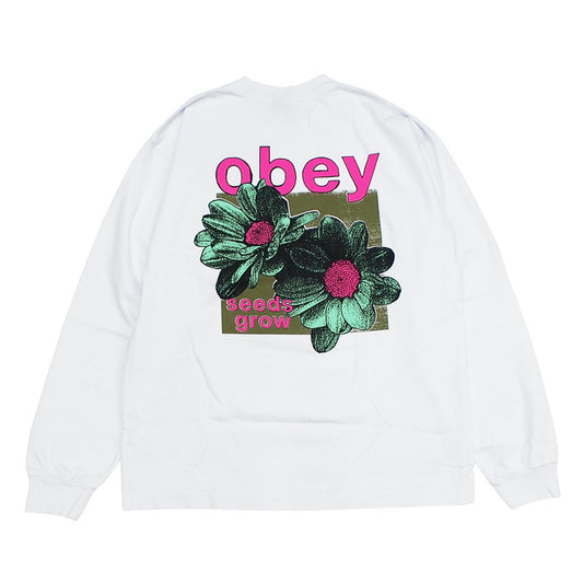 OBEY　L/STシャツ　"OBEY SEEDS GROW HEAVYWEIGHT BOX LONG SLEEVE TEE"　(White)