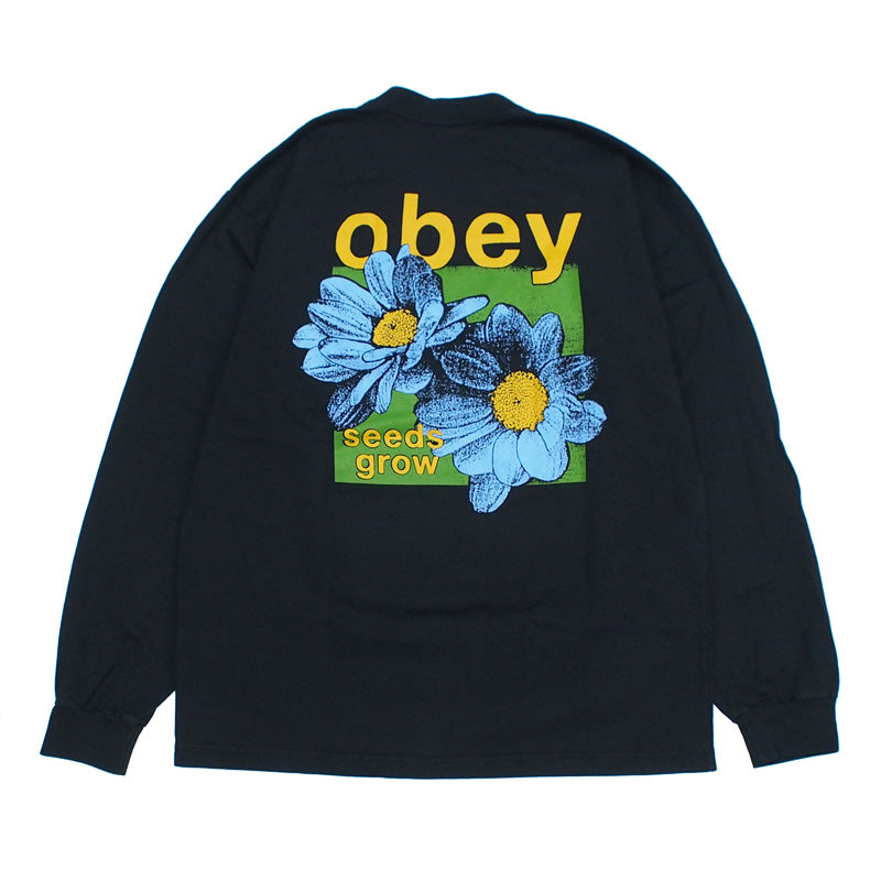 OBEY　L/STシャツ　"OBEY SEEDS GROW HEAVYWEIGHT BOX LONG SLEEVE TEE"　(Vintage Black)
