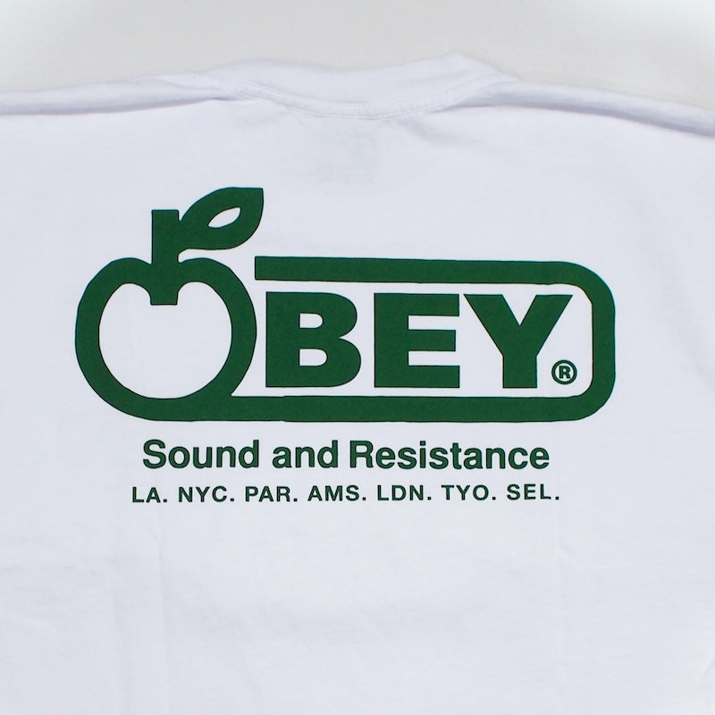 OBEY Tシャツ "SOUND & RESISTANCE HEAVYWEIGHT BOX TEE" (White)