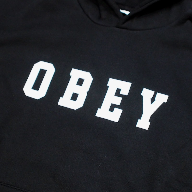 OBEY パーカー "OBEY FELT EXTRA PULLOVER HOOD" (Black)