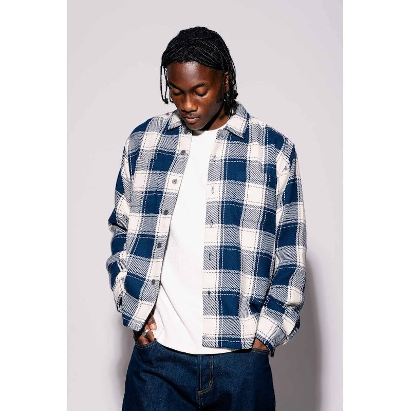 OBEY L/Sシャツ "ECHOS WOVEN" (Academy Navy)