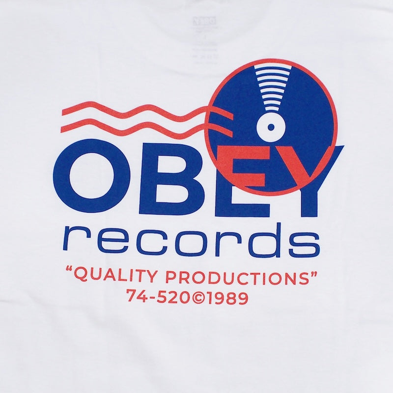 OBEY Tシャツ "OBEY RECORDS SOUND WAVES CLASSIC TEE" (White)