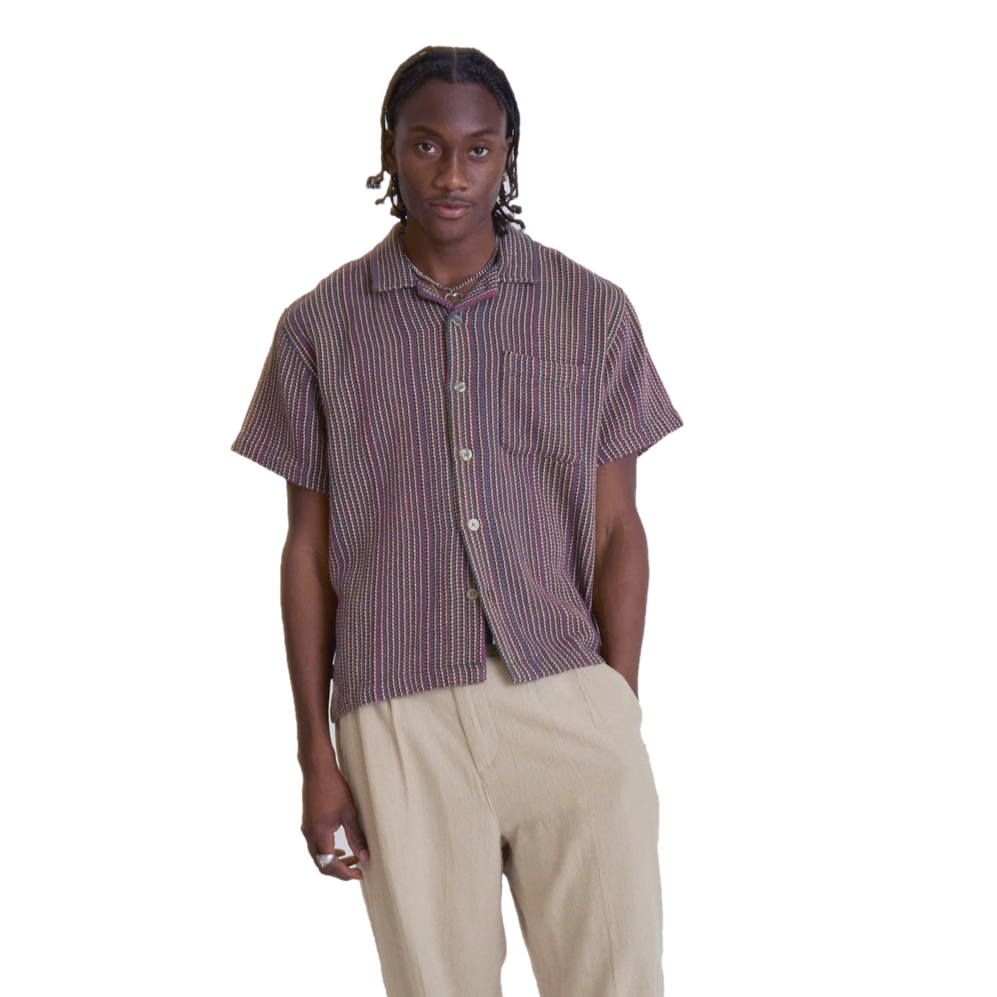 OBEY S/Sシャツ "HORACE WOVEN" (Black Multi)