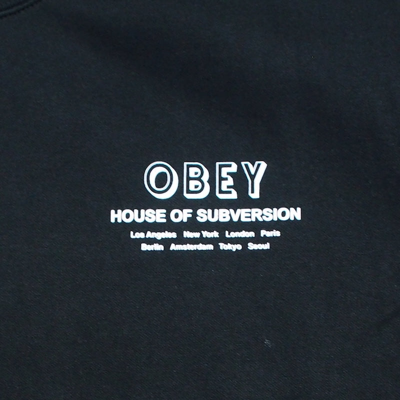 OBEY クルースウェット "HOUSE OF SUBVERSION PREMIUM CREWNECK SWEAT" (Black)