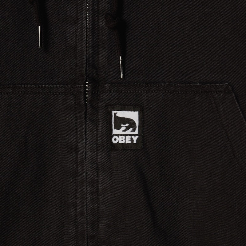 OBEY ジャケット "OBEY RANDY ZIP UP HOOD" (Black Faded Wash)