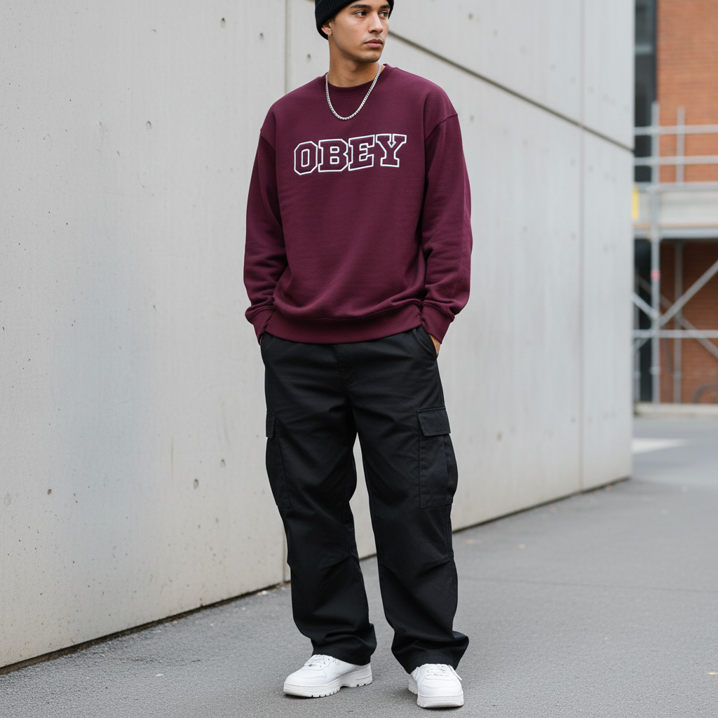 OBEY クルースウェット "TENOR EXTRA HEAVY CREWNECK SWEAT" (Winetasting)
