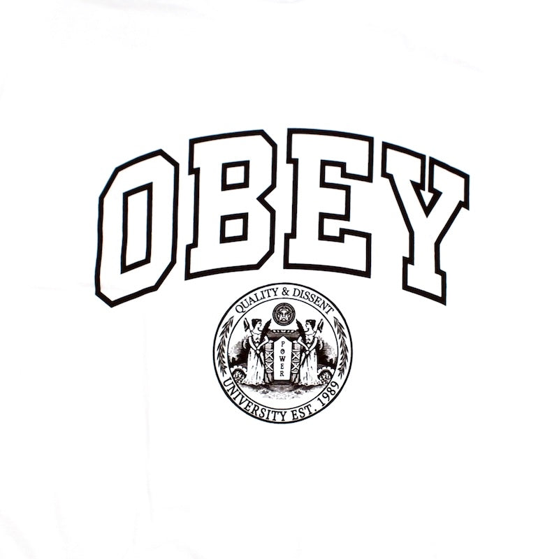 OBEY L/STシャツ UNIVERSITY CLASSIC L/S T-SHIRT ホワイト 商品画像 フロントプリント