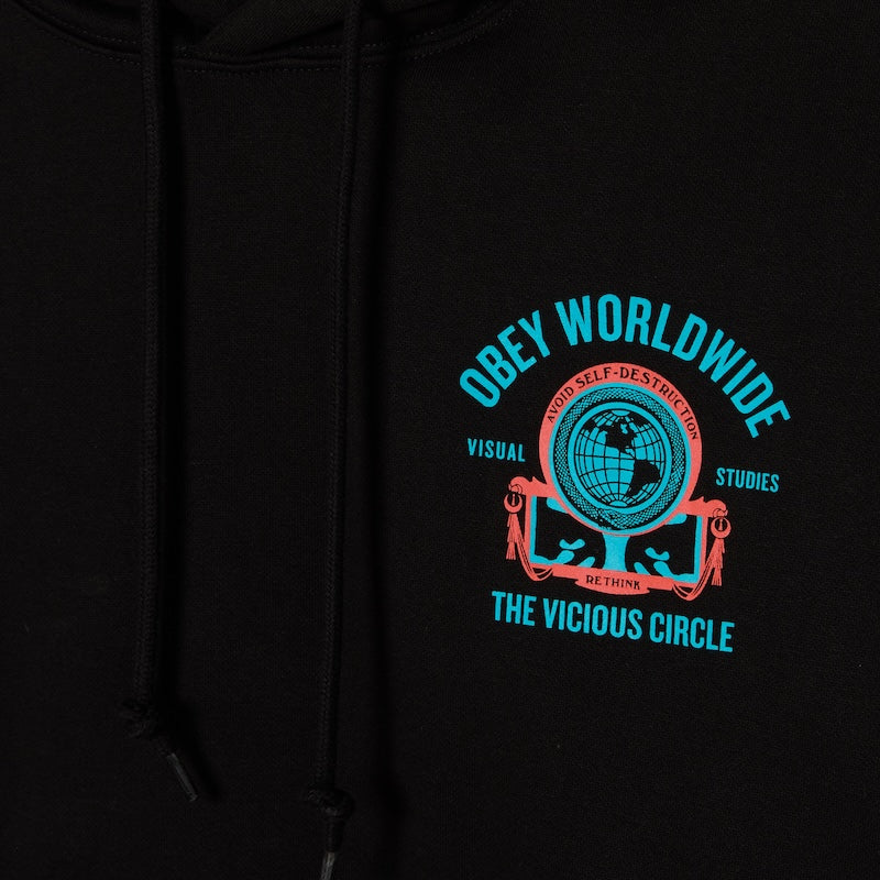 OBEY パーカー VICIOUS CIRCLE PULLOVER HOODIE ブラック 商品画像 フロント クローズアップ